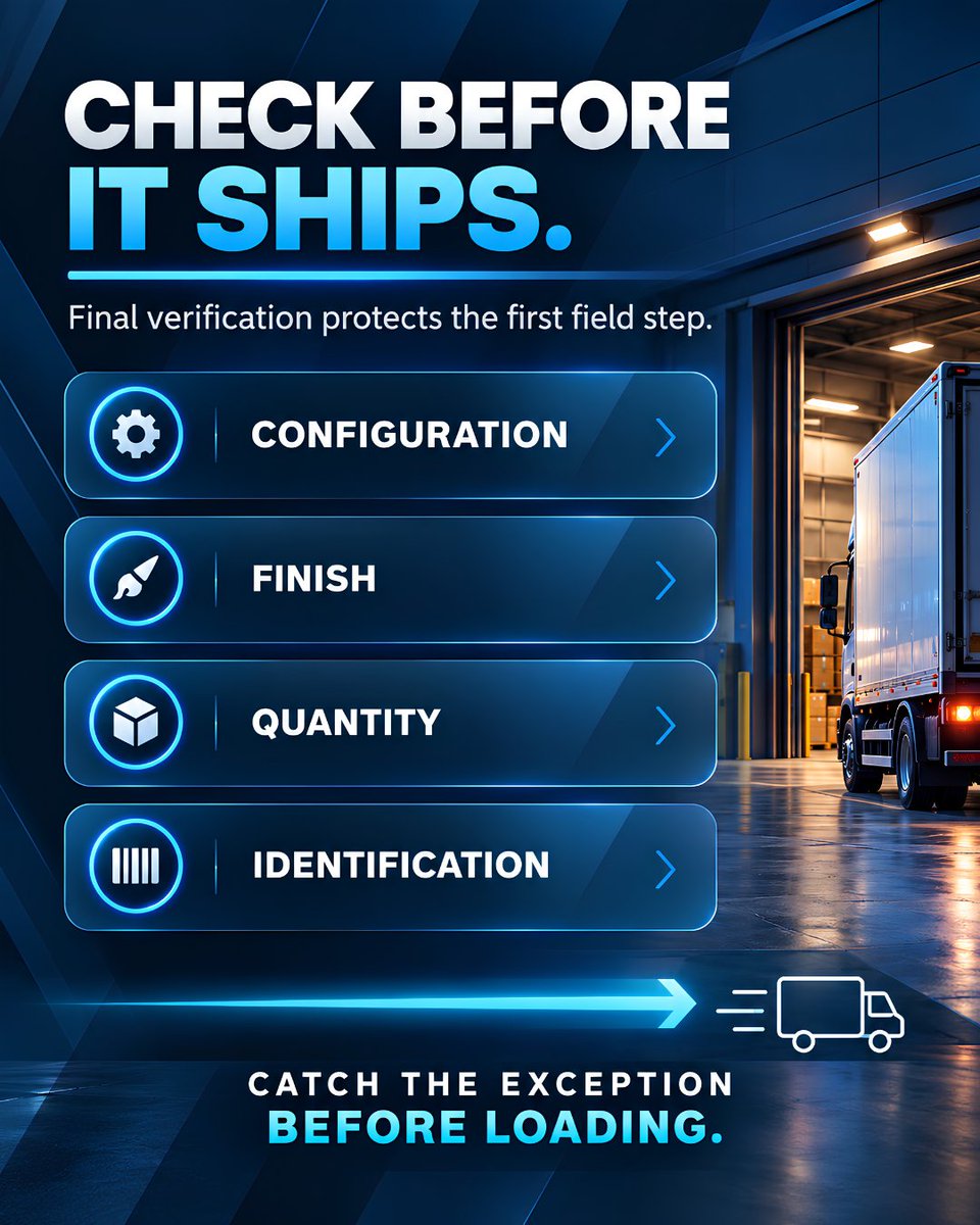 ITCManuf's tweet photo. The last plant check protects the first field step.

The goal is simple:

Catch the exception before the truck is loaded, not after the crew is waiting.

Final verification is part of delivering the order correctly, not simply the last step in manufacturing. https://t.co/i6Jo5gCxdf