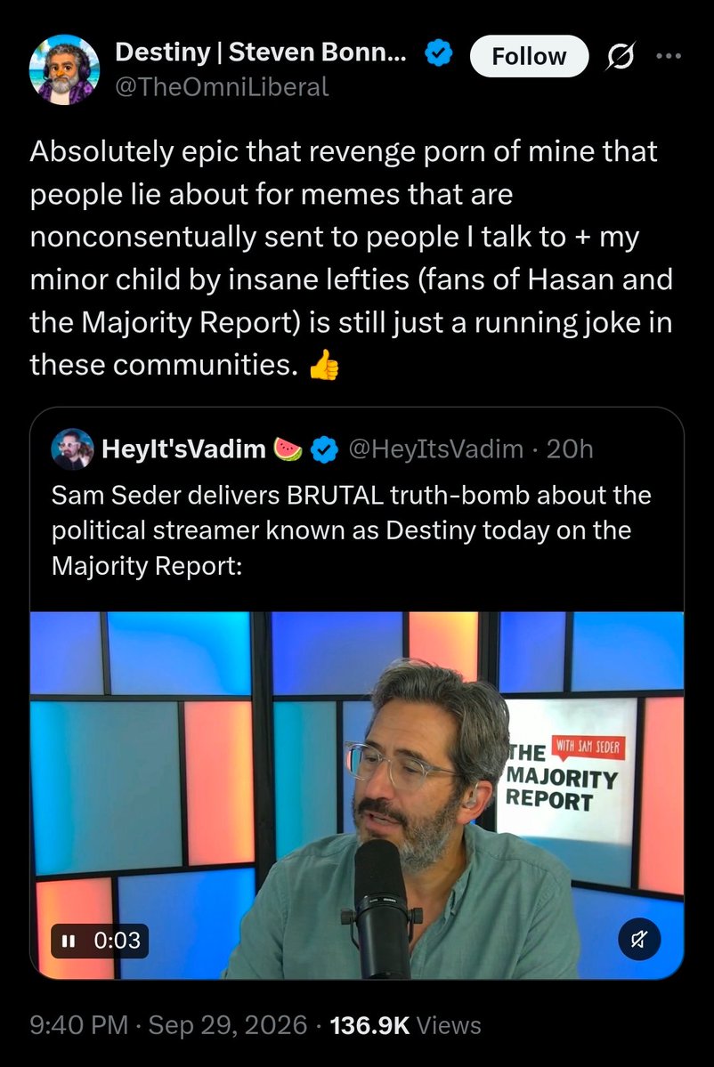 KweenInYellow's tweet photo. Destiny is trying to portray himself as the victim after his own son publicly mocked him for being a creepy sex pervert. 😭 https://t.co/PdoZP0P5uj