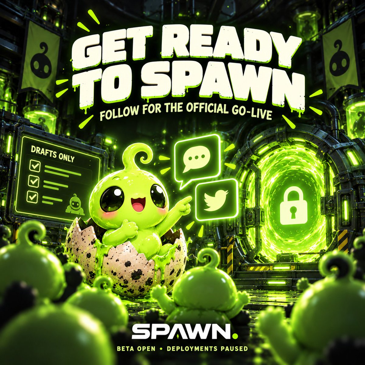 SpawnMemeX's tweet photo. If you want to catch SPAWN when deployments open, follow @SpawnMemeX and join The Nest now. 🟢

We’ll announce the launch on our official channels when it’s ready. Until then, build a draft and explore the beta—please don’t attempt a token deployment yet.

https://t.co/guWh1ijUgH https://t.co/1NQpXvBeFQ