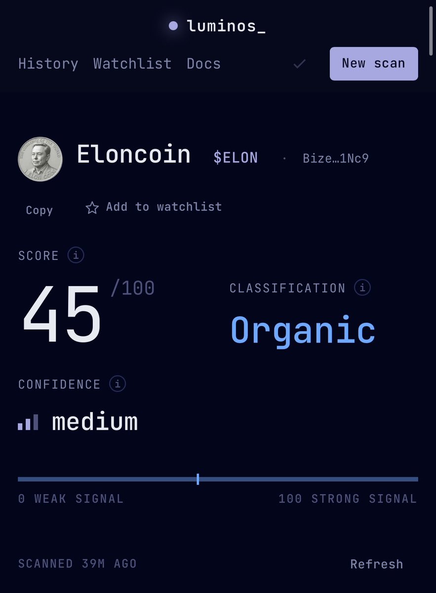 traderApWU's tweet photo. Wallet distribution that grows naturally as actual users discover the coin. This will probably do great numbers when all weak hands goes out. @LuminosCapital 

BizeLNXEQjrTjmtQbNA6Qi22h5HKQe9Gjwys3ZkT1Nc9

volatile doesn’t necessarily mean unhealthy, and an organic token can still crash 80–95%. The distinction is whether the market activity and holder distribution are genuine rather than engineered.