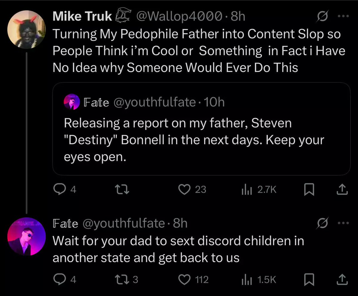 KweenInYellow's tweet photo. Destiny is trying to portray himself as the victim after his own son publicly mocked him for being a creepy sex pervert. 😭 https://t.co/PdoZP0P5uj