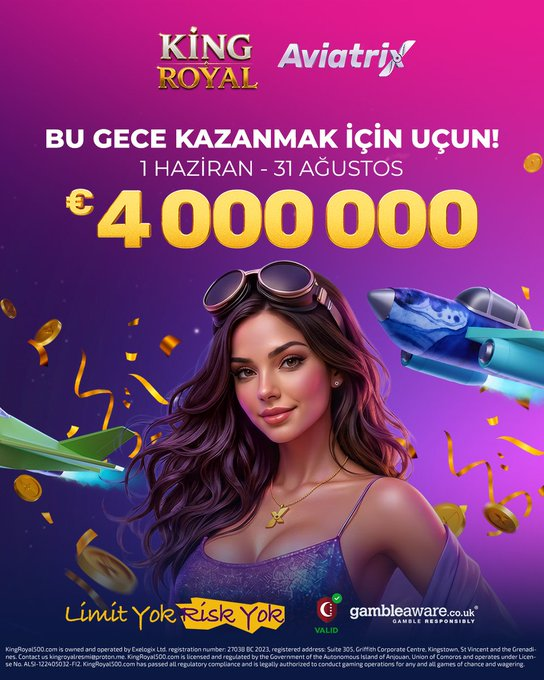 kingroyaltwit's tweet photo. ✈️ King Royal ile Aviatrix Heyecanını Yakala!

Gökyüzüne yükselen kazanç fırsatlarını kaçırma! 🚀King Royal ile Aviatrix oyununda doğru anda hamleni yap, büyük çarpanları

Güncel Giriş : https://t.co/KFJ4SMg6WF https://t.co/9xYEMbXAvX