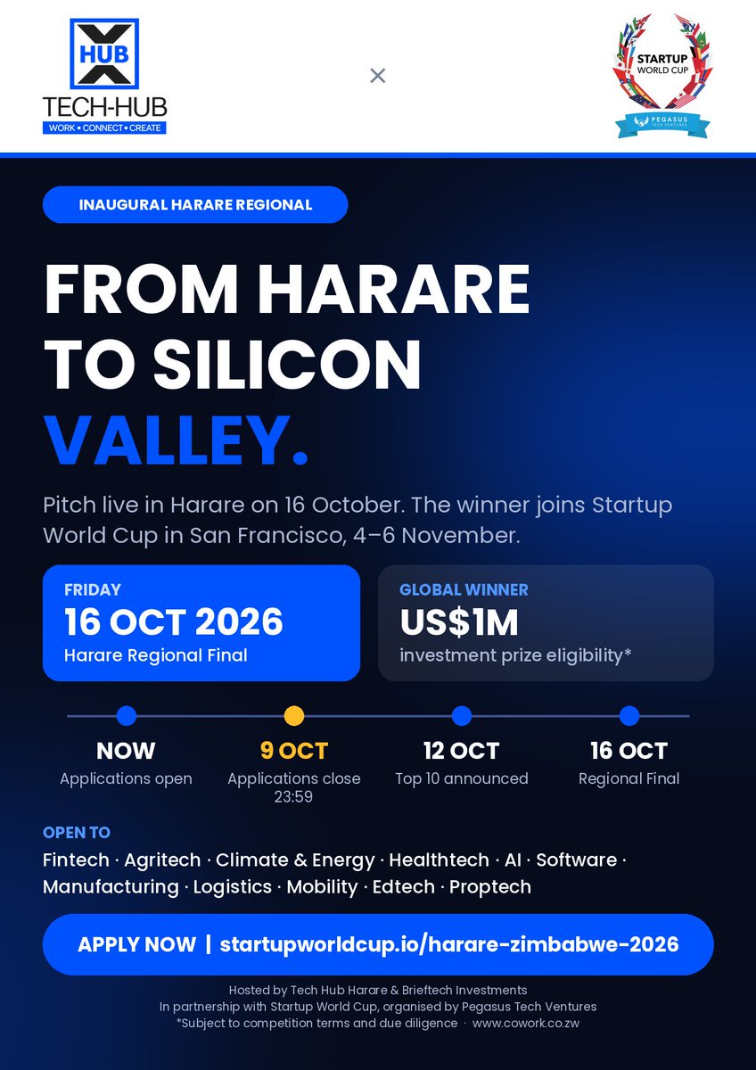 HarareHub's tweet photo. #StartupZimbabwe Yes its true! You have a chance to go to pitch at the https://t.co/u9cfekw5Sv  Apply today! https://t.co/28dTPb0EVZ