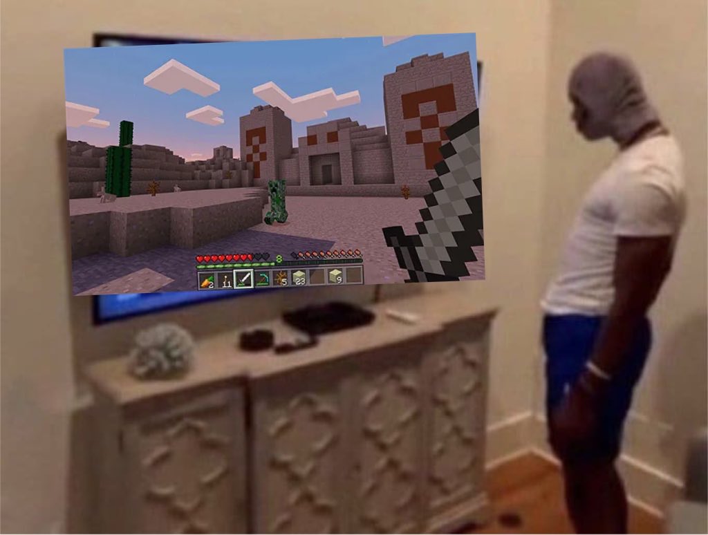 SleeperNFL's tweet photo. me tonight watching Mike Tomlin’s Minecraft world: https://t.co/rd97mPs6Yx