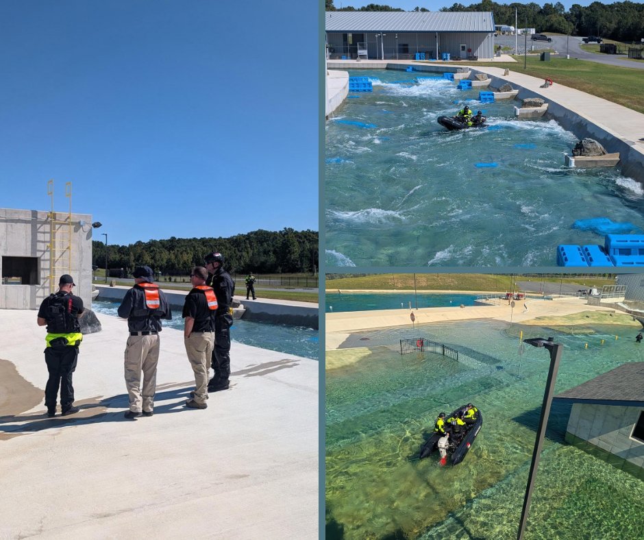 NCEmergency's tweet photo. Last week, North Carolina  Search and Rescue Task Force 11 from New Hanover County, deployed to the North Carolina Emergency Training Center for a three-day exercise. The team practiced rafting skills, motor operations, rescue drills, and swim training to stay sharp and ready for emergencies.
 
This hands-on training helps responders coordinate better together and maintain preparedness for swift‑water and flood rescues in North Carolina. This is just another reason we are a #ReadyNC!