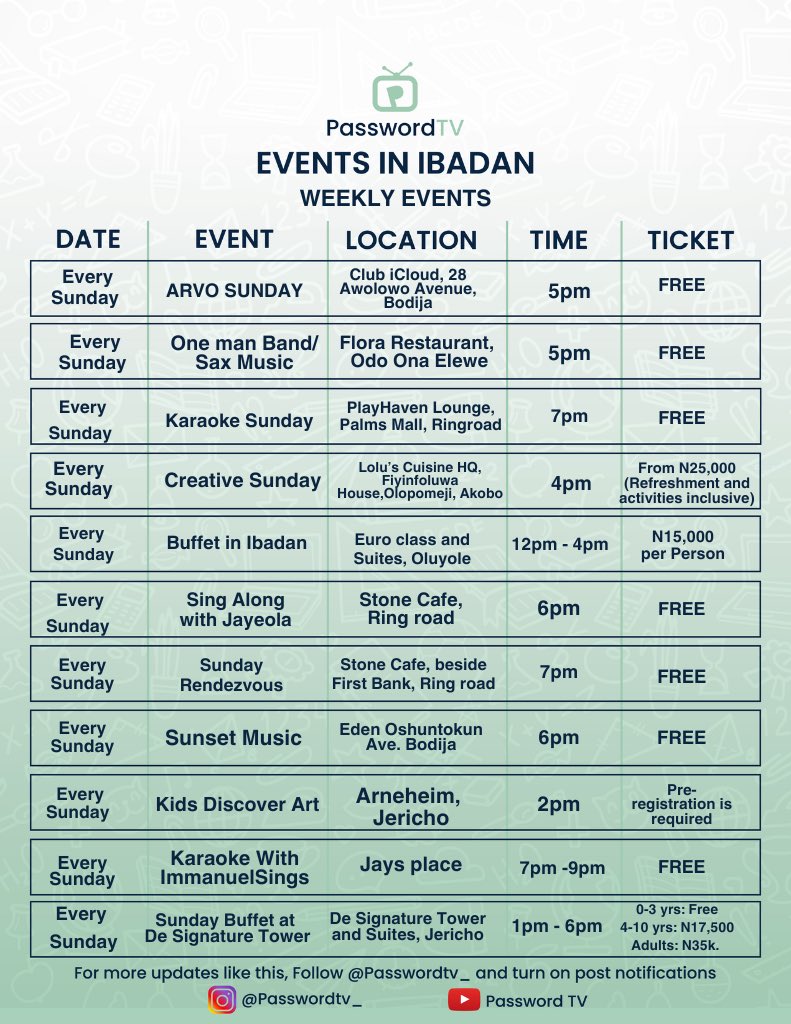 passwordtv__'s tweet photo. Events in Ibadan
October 2026

Kindly Repost 🔁

3/5

#EventsInIbadan #WhatToDoInIbadan #OctoberInIbadan #IbadanEvents #PasswordTV https://t.co/1woFSpDme7