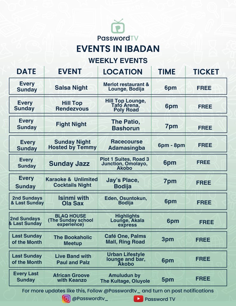 passwordtv__'s tweet photo. Events in Ibadan
October 2026

Kindly Repost 🔁

3/5

#EventsInIbadan #WhatToDoInIbadan #OctoberInIbadan #IbadanEvents #PasswordTV https://t.co/1woFSpDme7