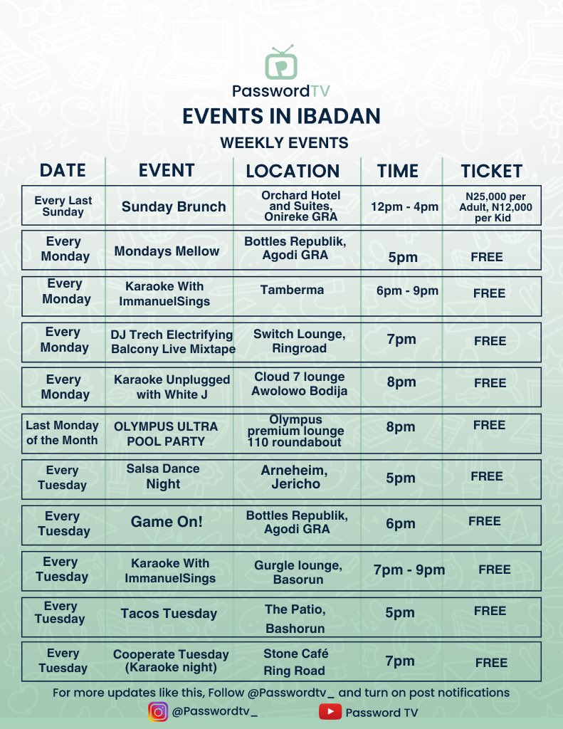 passwordtv__'s tweet photo. Events in Ibadan
October 2026

Kindly Repost 🔁

3/5

#EventsInIbadan #WhatToDoInIbadan #OctoberInIbadan #IbadanEvents #PasswordTV https://t.co/1woFSpDme7
