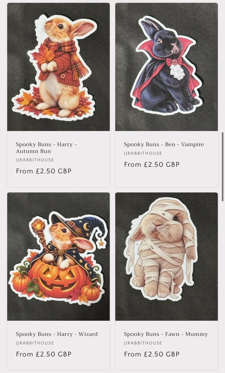 jjrabbithouse's tweet photo. For all you spooky bunnies …

We’ve added more of your favourite @carrotcottagerr buns to the Spooky Buns collection … 🎃 

Hop on over and take a look. Designs can be printed on a HUGE range of items! 

https://t.co/DMyajRlYtp

Any more buns to add to the collection? Let us know 🐰 

Non UK? Message to order