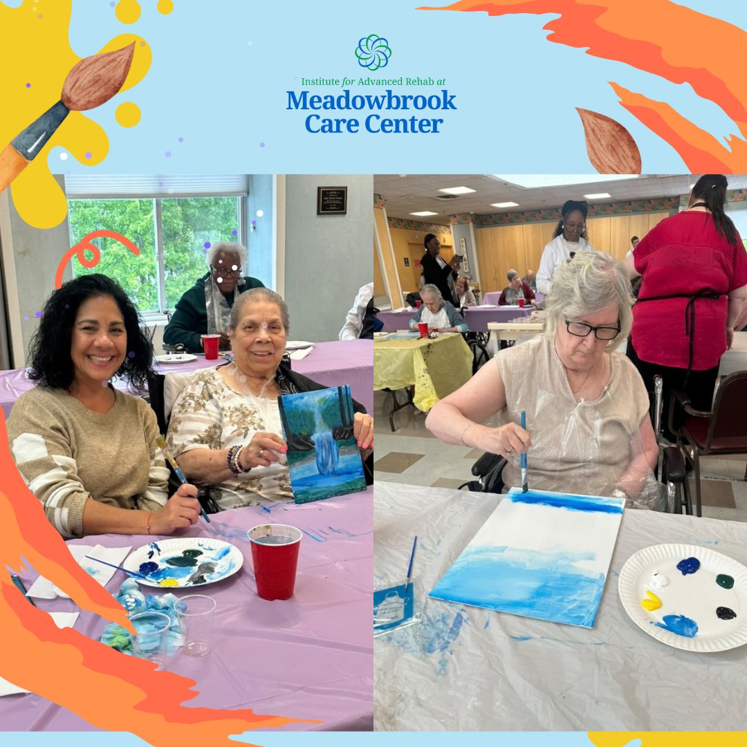 CareMeadowbrook's tweet photo. 🎨 A little creativity and a lot of fun at our Paint &amp; Sip with Matt! Everyone enjoyed putting their artistic skills to work, creating colorful masterpieces and sharing plenty of smiles along the way. 🖌️✨

#PaintAndSip #CreativeFun #ArtActivity #CommunityEngagement #SeniorLiving https://t.co/BnaSGqco6C