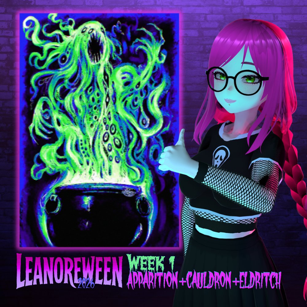 LostLeanore's tweet photo. Week 1 #Leanoreween2026 !
I combined the art prompts for this week and created an Eldritch Apparition rising from a Cauldron! :)
You can watch the full process timelapse here: https://t.co/dd9M3BUB6o https://t.co/oL0LksYMK7