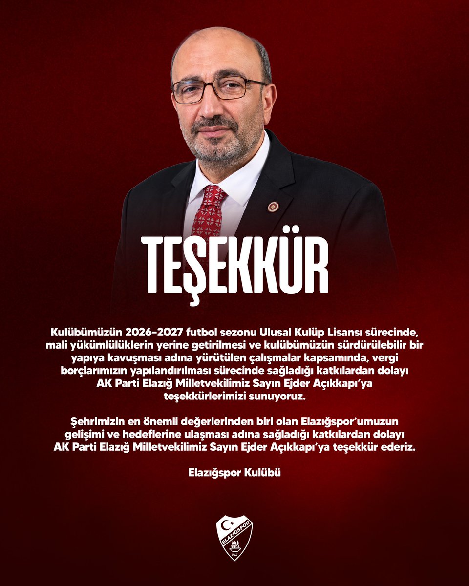 elazigspororgtr's tweet photo. 📌 TEŞEKKÜR https://t.co/eIU5H5KZdH