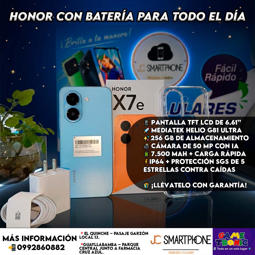 La30Tv's tweet photo. #Publicidad | 📷 HONOR CON BATERÍA PARA TODO EL DÍA
📷 En JC Smartphone lo puedes llevar con cuotas accesibles y crédito disponible.
📷 El Quinche – Pasaje Garzón local 13
📷 Guayllabamba – Parque Central junto a Farmacia Cruz Azul
📷 0992860882
#JCsmartphone #HONOR https://t.co/Rn5loP6NKC