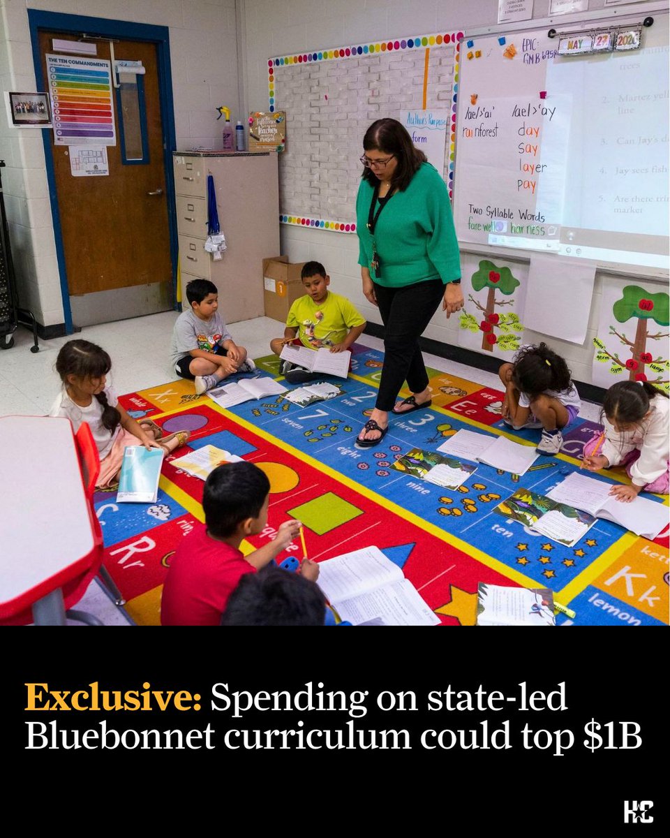 HoustonChron's tweet photo. When the Texas Legislature set out to create a first-of-its kind line of school books and lesson plans in 2023, the effort largely flew under the radar, overshadowed by Republican intraparty fights over vouchers and social issues.

But today, the project now known as Bluebonnet is one of the hottest topics in K-12 education — and it has spending to match. https://t.co/1x0Uq2mLJz