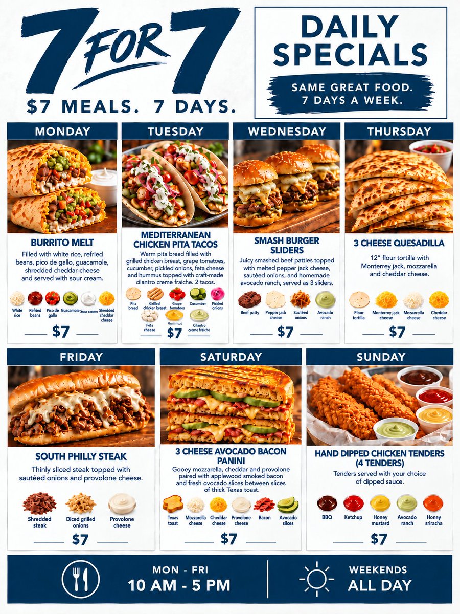 LynnDining's tweet photo. 🔥7 FOR 7 AT CHRISTINE'S🔥

A different special every day for only $7! 

Monday-Friday: 10am-5pm
Saturday &amp; Sunday: All Day

☀️7 Days... 🍽️7 Specials... 💲7 Dollars! https://t.co/2kGNhGKeEU