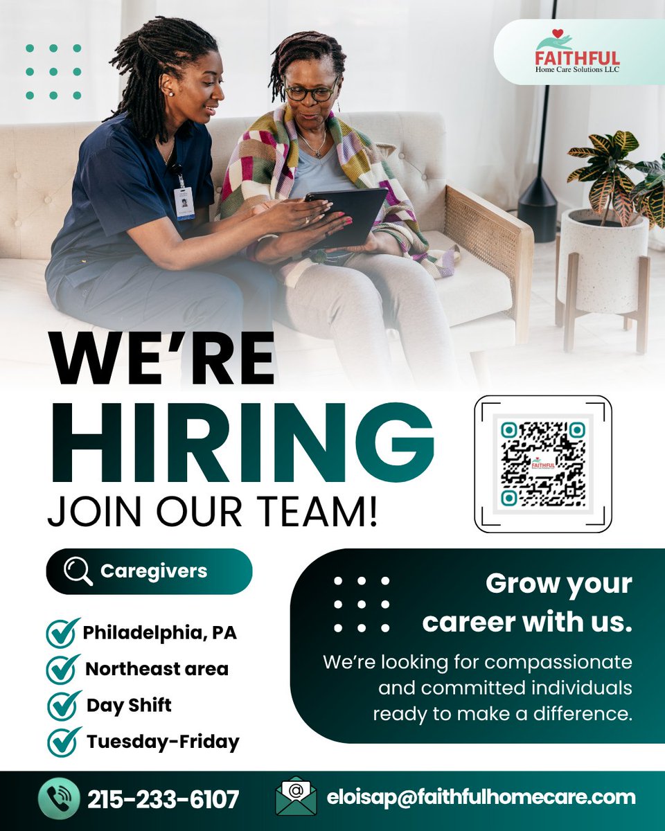 FHCS_Official's tweet photo. WE’RE HIRING: CAREGIVER!📣

If you’re compassionate, dependable, and enjoy helping others maintain their comfort and independence, we’d love to hear from you! 💖

���� Apply here: https://t.co/6FBAaiIeB3

📢 Know someone who may be a great fit? Share this post with them! https://t.co/ExndqF6MWO