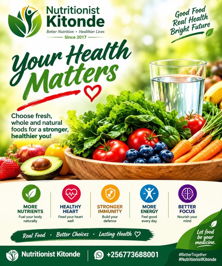 KitondeNutri's tweet photo. 🥗 Nutritionist Kitonde — My Services

✅ Nutrition Assessment &amp; Consultation
✅ Personalized Meal Planning
✅ Healthy Weight Management
✅ Lifestyle &amp; Wellness Guidance
✅ Healthy Eating Education
✅ Family &amp; Community Nutrition
✅ Nutrition Support for Healthy Living https://t.co/yXTaRYSNN4