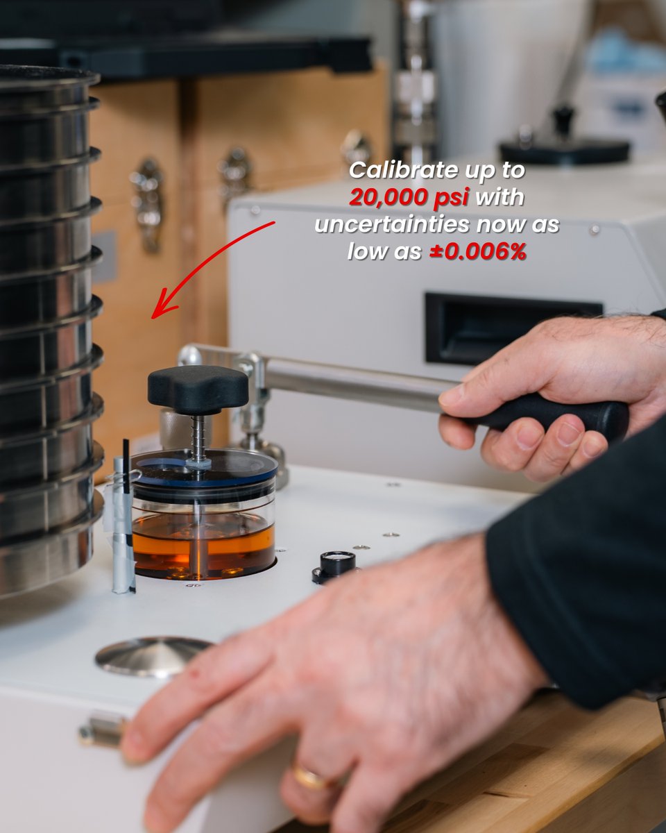 Alpha_Controls's tweet photo. Under The Scope: Pressure Calibration 📈

New dead weight tester, uncertainties now as low as ±0.006%. We can now calibrate reference standards for other labs too, a rare capability in Canada. 🇨🇦

We've got both covered. 🤝

ℹ️ Learn More: https://t.co/1FHjeheDYs

#AlphaControls https://t.co/4ZPRz4dvPI