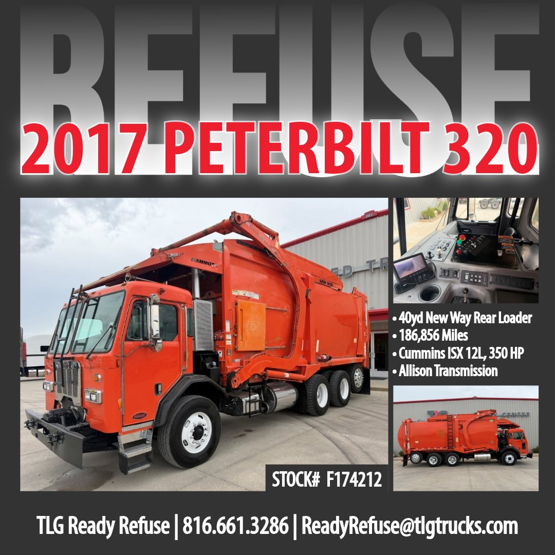 TLGPeterbilt's tweet photo. Explore our selection of used refuse trucks, featuring a range of makes and body styles to help you find the right fit for your operation. Priced to move! Financing is available.

Shop Used Refuse Trucks: https://t.co/v2pccQyRQC
Call: 866.318.1737
Text: 417.414.6020 https://t.co/rsiccJaju2