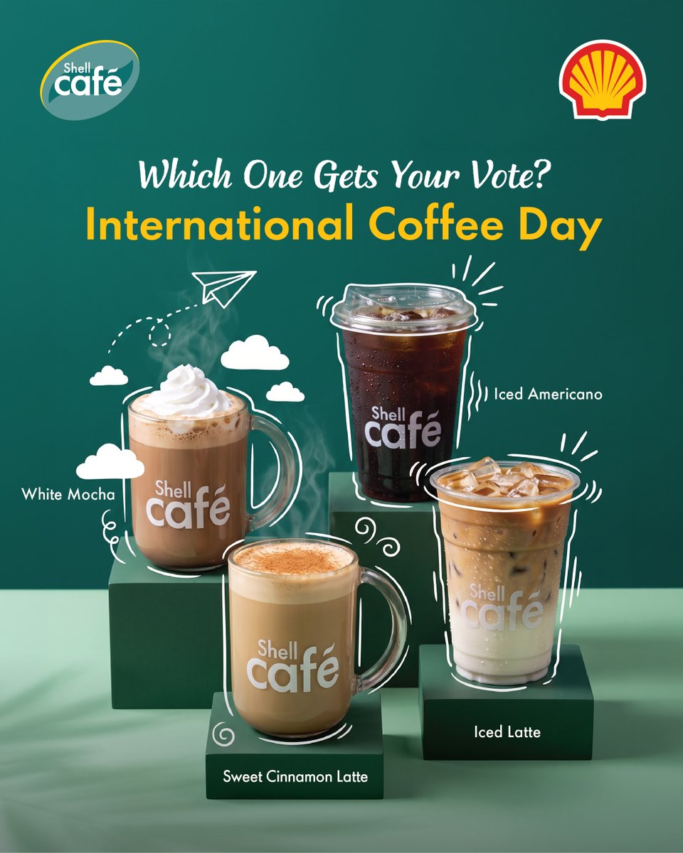 Shell_KSA's tweet photo. اليوم العالمي للقهوة! 
خلّنا نعرف ذوقك… أي قهوة من Shell Café تختار؟
It’s International Coffee Day! 
Tell us your coffee pick… Which one from Shell Café is your favourite? https://t.co/opTn9Vj0g9