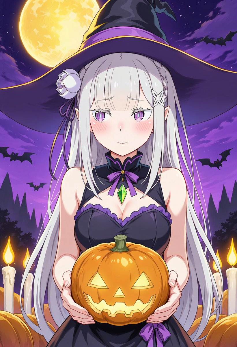runoa_0's tweet photo. ハロウィンまであと1ヶ月！
お菓子くれないと…いたずらしちゃうんだから。

エミリア / Emilia
#リゼロ
#rezero
SFW illustration
#ハロウィン https://t.co/KlebtRWTzj