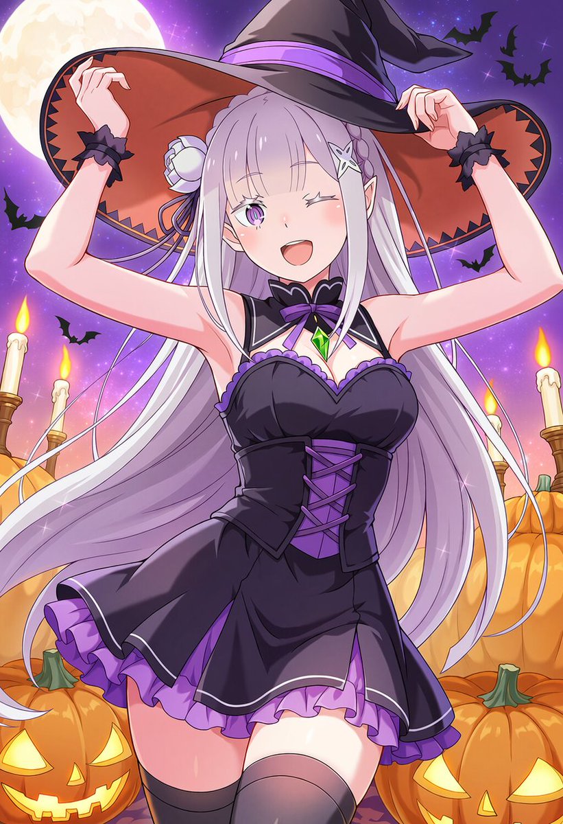 runoa_0's tweet photo. ハロウィンまであと1ヶ月！
お菓子くれないと…いたずらしちゃうんだから。

エミリア / Emilia
#リゼロ
#rezero
SFW illustration
#ハロウィン https://t.co/KlebtRWTzj