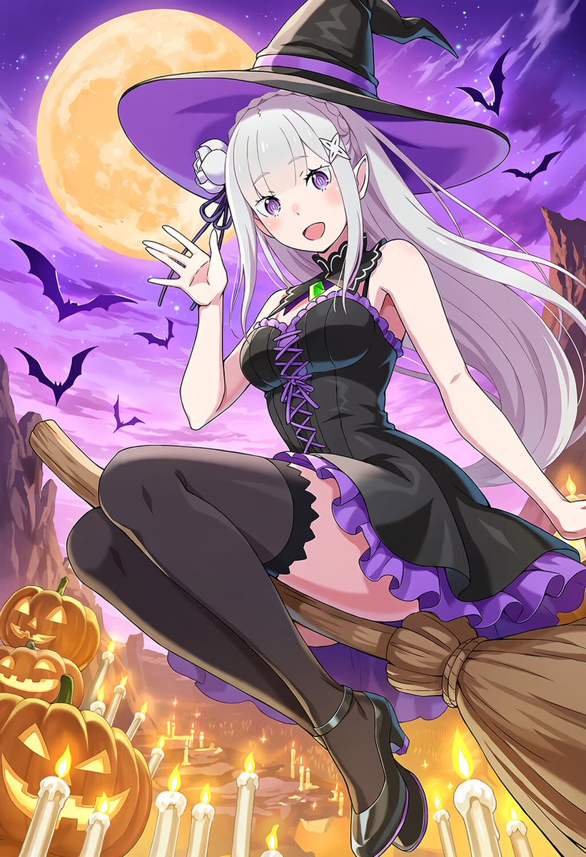 runoa_0's tweet photo. ハロウィンまであと1ヶ月！
お菓子くれないと…いたずらしちゃうんだから。

エミリア / Emilia
#リゼロ
#rezero
SFW illustration
#ハロウィン https://t.co/KlebtRWTzj