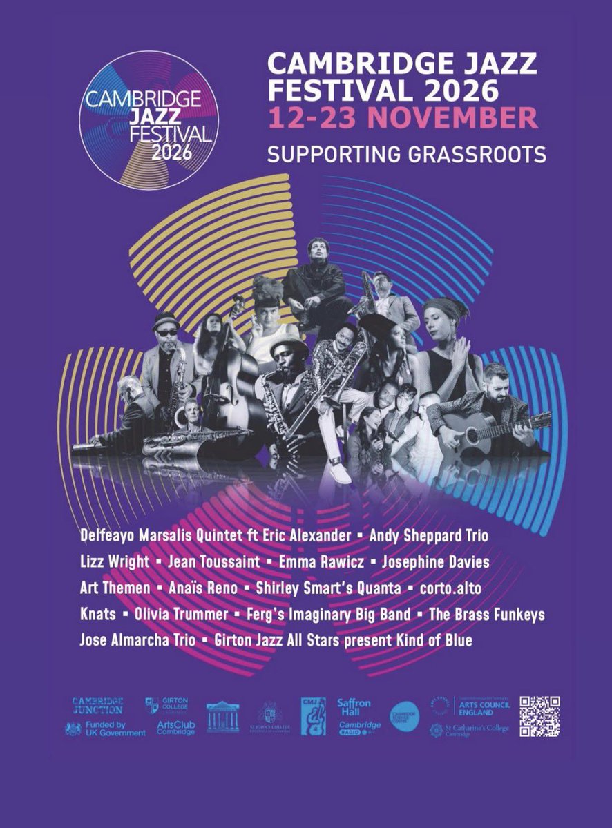 CamJazzFest's tweet photo. CAMBRIDGE JAZZ FESTIVAL 2026

12-25 November 

Tickets / programme: https://t.co/AYI8ezH9FD

Jazz stars, new voices and a city-wide grassroots programme!

Emma Rawicz, Andy Sheppard, Lizz Wright, Delfeayo Marsalis, Eric Alexander and Josephine Davies (A.I.R.)

Plus many more! https://t.co/yE4RB8hZcN