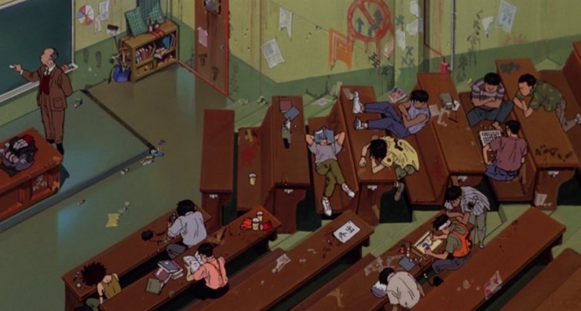 TfwMexico's tweet photo. ¿Sabías que para las escenas de Akira en la escuela el director Katsuhiro Ōtomo se inspiró en las secundarias y preparatorias mexicanas? Esto es porque todas están dlv. https://t.co/3XkEJ3dby0