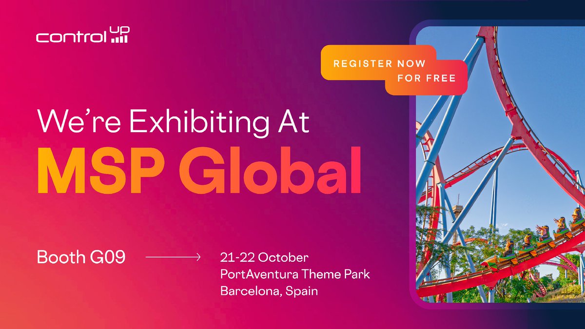 ControlUp's tweet photo. Barcelona, we're coming! 📍

If you're attending #MSPGlobal this October, stop by Booth G09 to see how ControlUp ONE helps MSPs simplify IT operations, reduce tickets, and proactively resolve endpoint issues.

See you at the show! https://t.co/v6vnmAhIAv https://t.co/PWMtTlNTbD