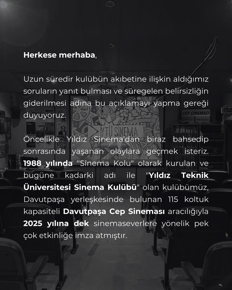 YildizSinema's tweet photo. Yıldız Sinema olarak açıklamamızdır. https://t.co/rqvXxYjisq
