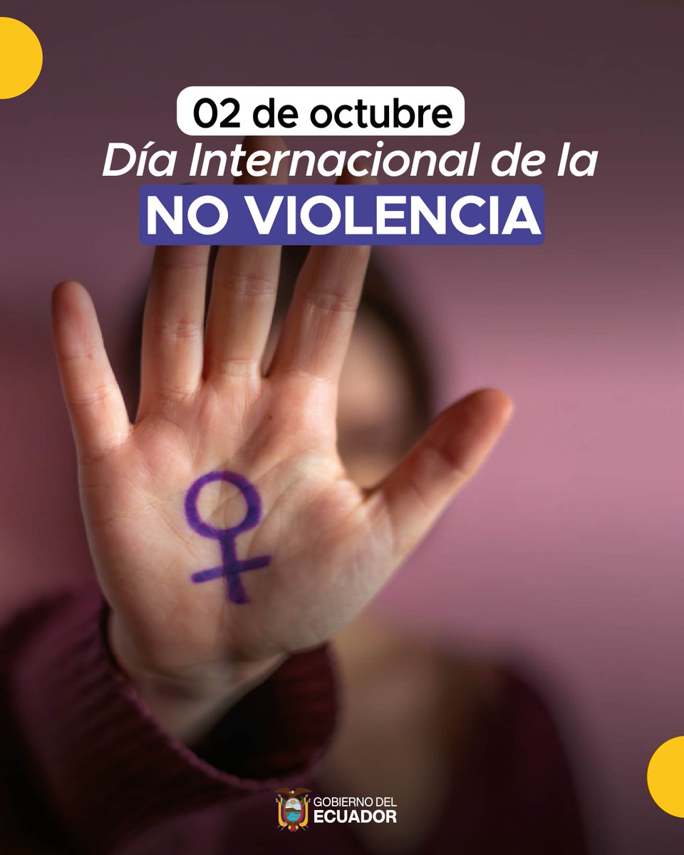 INEN_EC's tweet photo. En el Día Internacional de la No Violencia, desde el #INEN promovamos el respeto, el diálogo y la convivencia pacífica para construir una sociedad donde prevalezcan la empatía, la tolerancia y la paz. https://t.co/hZDkhzBUEu
