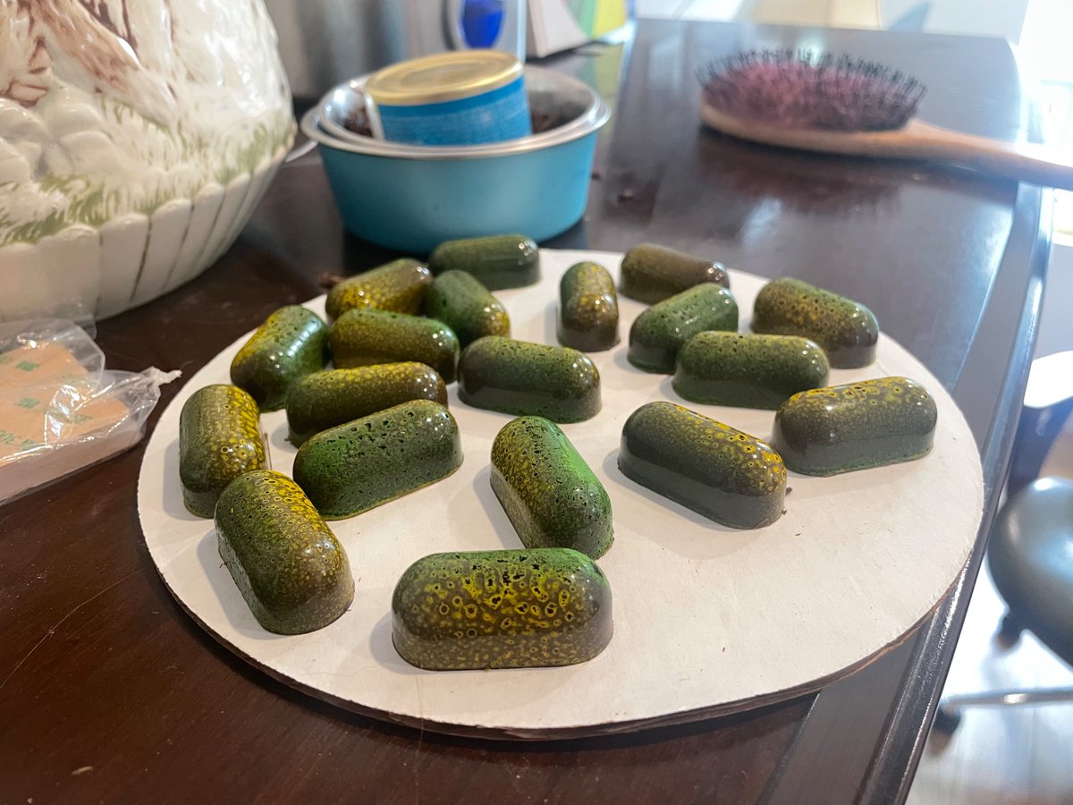 mewtopia's tweet photo. my roomie made chocolate bonbons don’t they look delicious. not suspiciously bacteria shaped at all https://t.co/i1hMWY2T1L