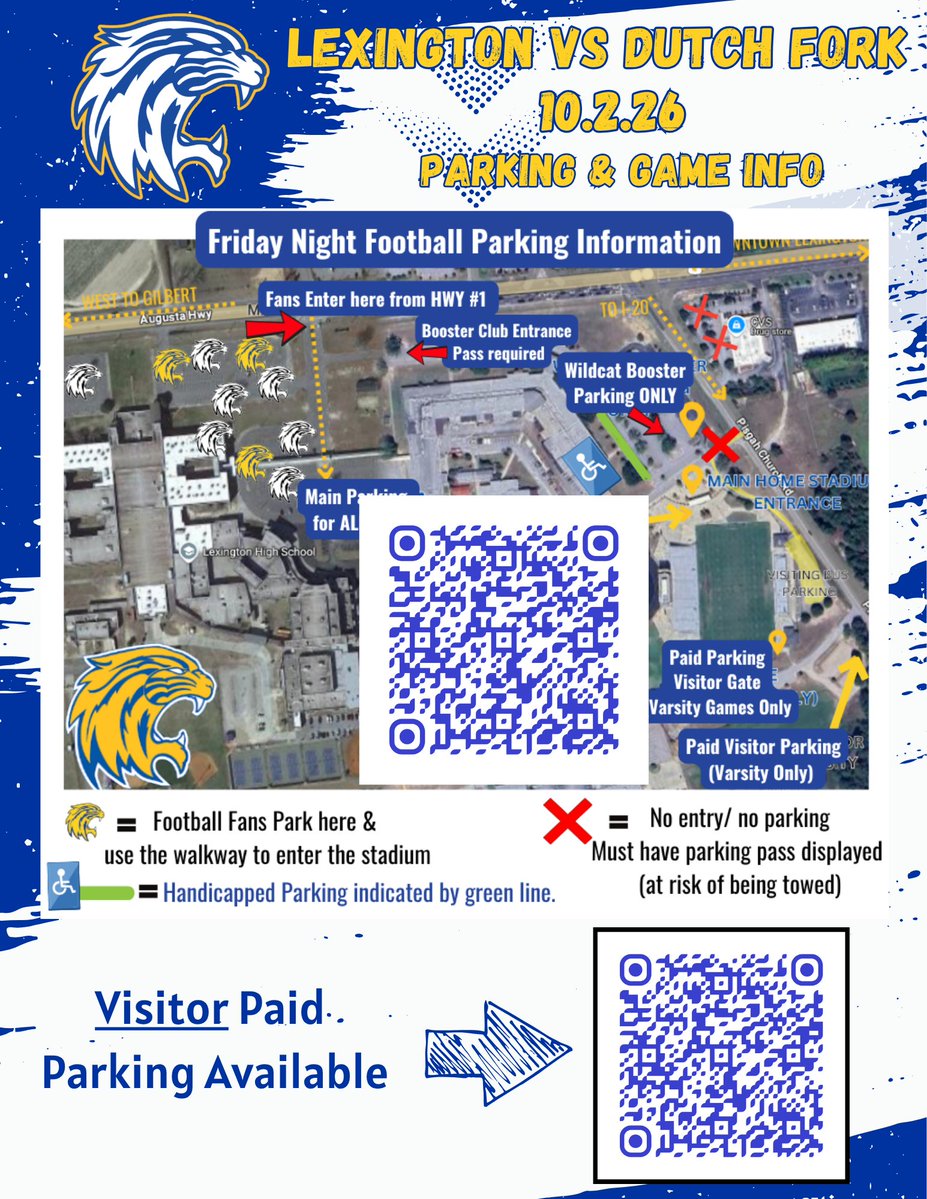 LHS_WILDCATS's tweet photo. Ticket information for Friday night's game vs Dutch Fork! 
Are you a Silver Fox fan and want closer parking? We have a paid option for that!  All you need know in one spot!

@LHS_Wildcats_FB @LHSWildcatsLex1 
@dfhsfootball @dutchforkhigh https://t.co/goYmIgz93p