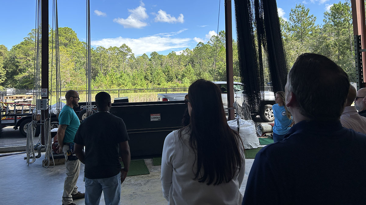 NettingPros's tweet photo. From the classroom to the shop! We were pleased to host @NassauSchoolsFL teachers at Stadionic today for NCEDB Manufacturing Day and show how our team turns raw materials into equipment for sports facilities nationwide.

#ManufacturingDay #Stadionic https://t.co/0NrxkzBVjO