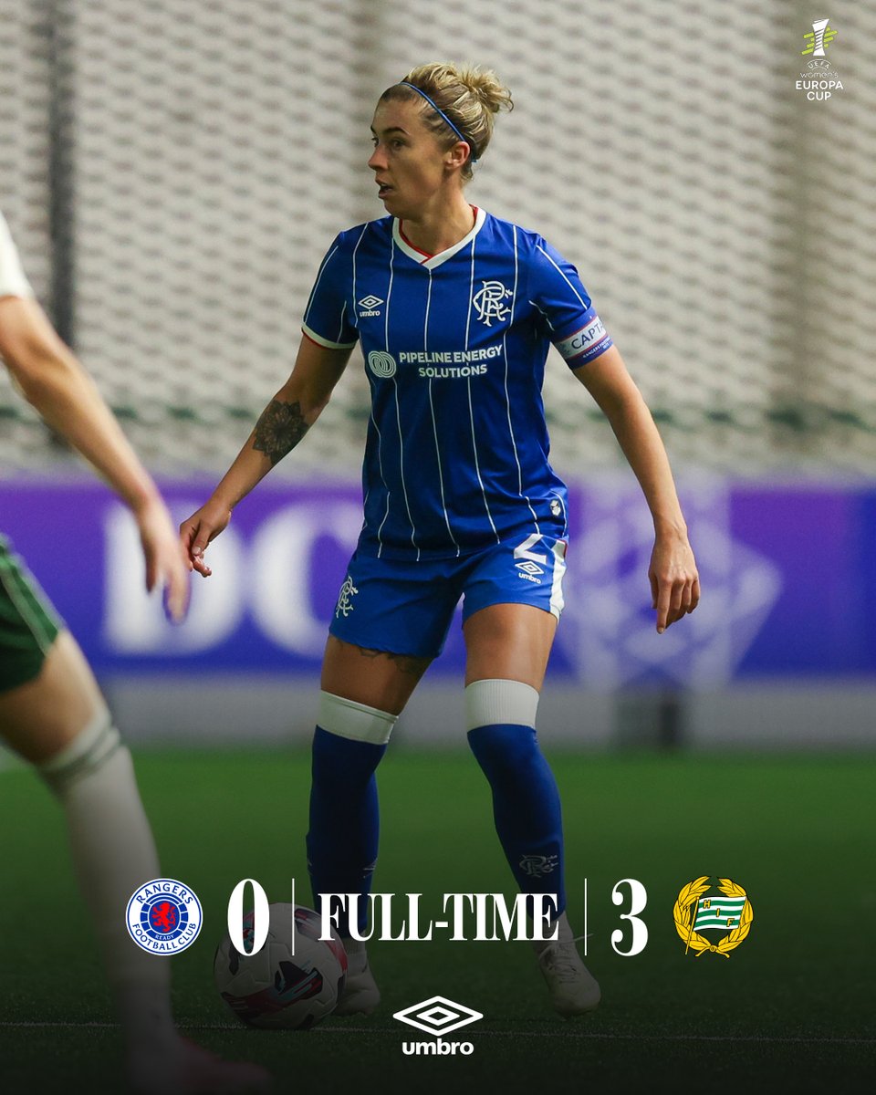 RangersWFC's tweet photo. ⏰  Full time | Rangers 0-3 Hammarby IF (0-5 on aggregate)

Our UEFA Women's Europa Cup campaign comes to an end.

💙 Thanks for your support at Broadwood this evening! https://t.co/DEv37zmsU0