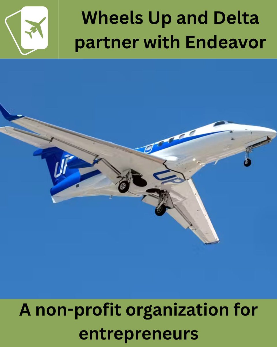 DougGollan's tweet photo. Wheels Up and Delta Air Lines partner with Endeavor, a non-profit organization supporting entrepreneurs with networking, funding, and events. 
https://t.co/NPbu9M6xcJ 

#jetcard #privatejet #jetmembership #luxurytravel #businesstravel #privatejets #privateaviation #wheelsup #deltaairlines #endeavor