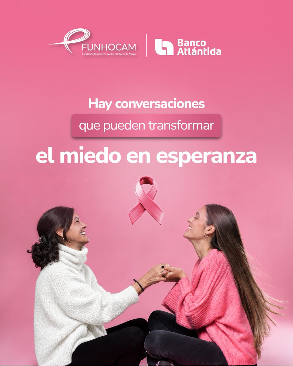 bancatlan's tweet photo. En este mes de octubre, en Banco Atlántida nos unimos a FUNHOCAM para hablar de prevención, detección oportuna y acompañamiento. 💗🎀
Este 1 de octubre damos inicio a un mes para transformar juntos los miedos en esperanza.
#BancoAtlántida #FUNHOCAM #MesRosa https://t.co/RAlV9oXzD7