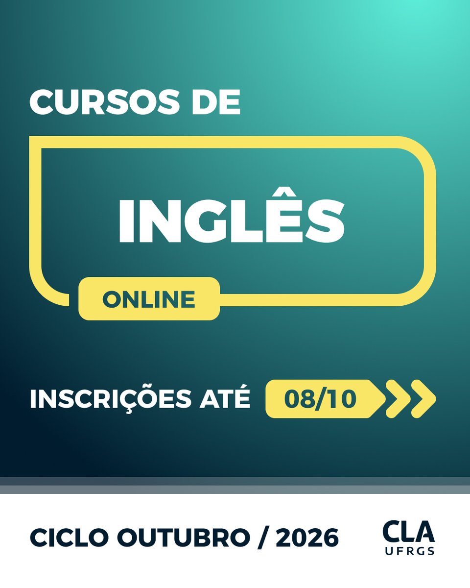 ufrgsoficial's tweet photo. Estão abertas até 8 de outubro as inscrições para novas turmas online dos cursos gratuitos de Inglês para fins acadêmicos https://t.co/k0635Hgs2T https://t.co/QuZuQ5Dpq3