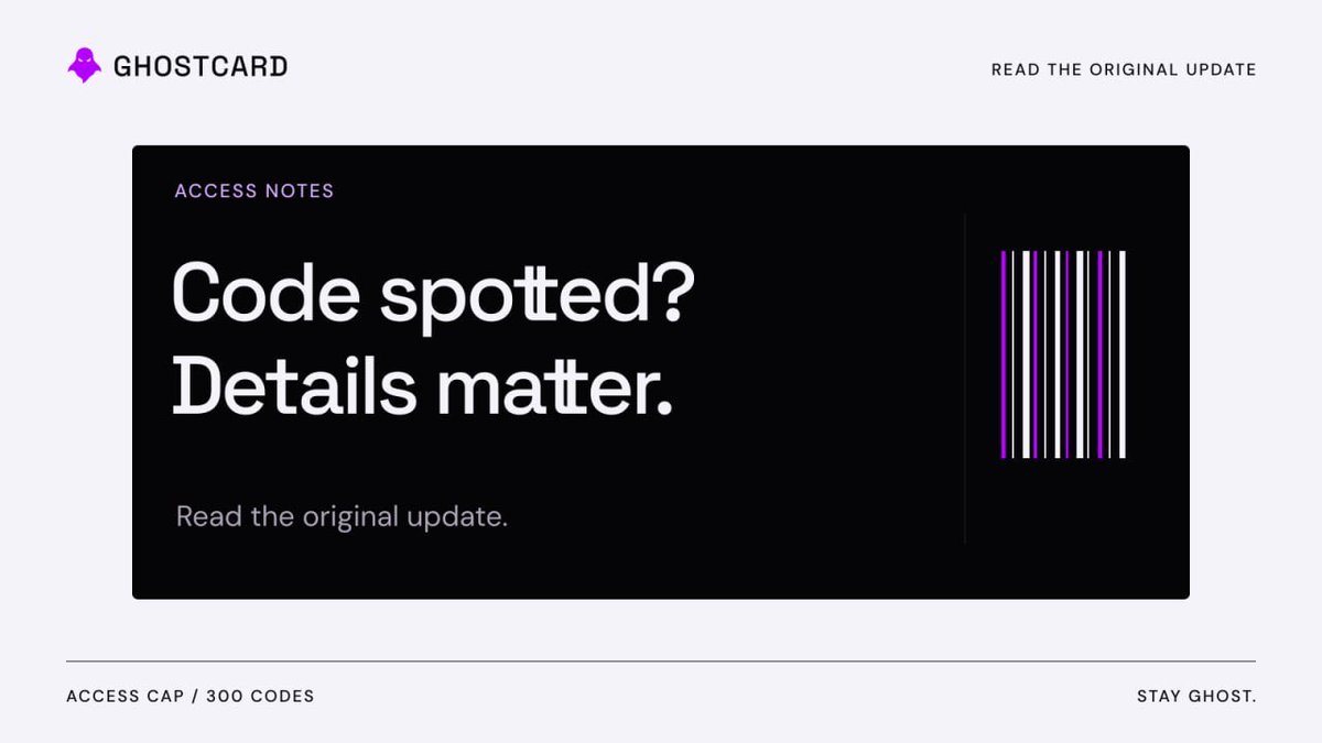 GhostcardApp's tweet photo. A code is only part of the update.

Read the instructions in the original GhostCard post before you use it. Stay quick. Stay informed. https://t.co/PvRXvJp04J
