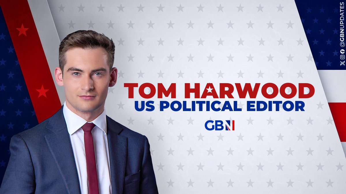 GBNUpdates's tweet photo. 🚨 TOM HARWOOD APPOINTED US POL ED

@tomhfh will relocate to Washington D.C. ahead of the 2026 midterms, as he is promoted to @GBNEWS's US Political Editor. 🇺🇸

He will also present The Late Show Live from Monday-Thursday, whilst @BenLeo continues with Friday-Sunday.