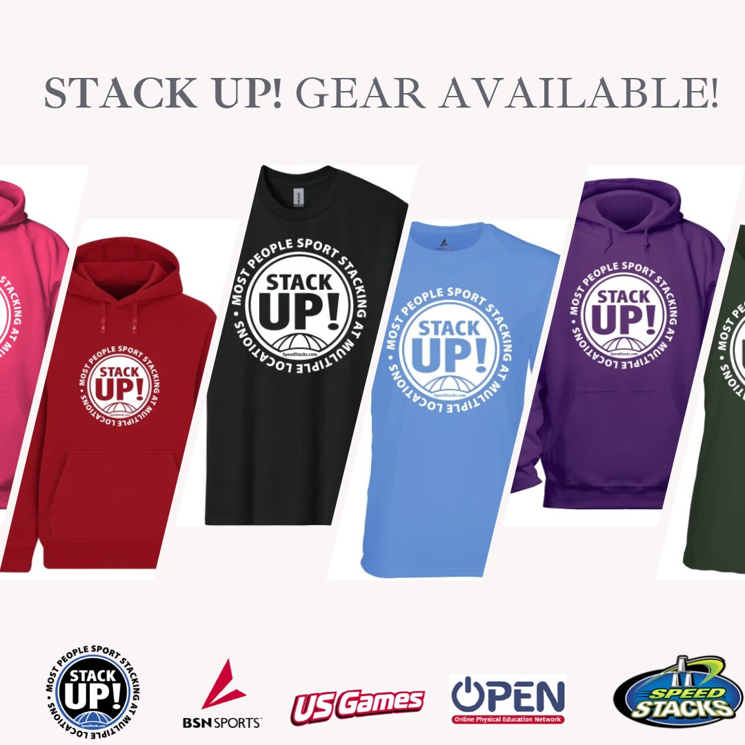 SpeedStacksInc's tweet photo. Get ready for this years Stack UP! event with Stack UP! gear available through BSN Team Sports!

From stacking equipment to a full line of Stack UP! apparel! @USGames 

Get yours today at https://t.co/LsFedxUlor https://t.co/c1B2p64a6O