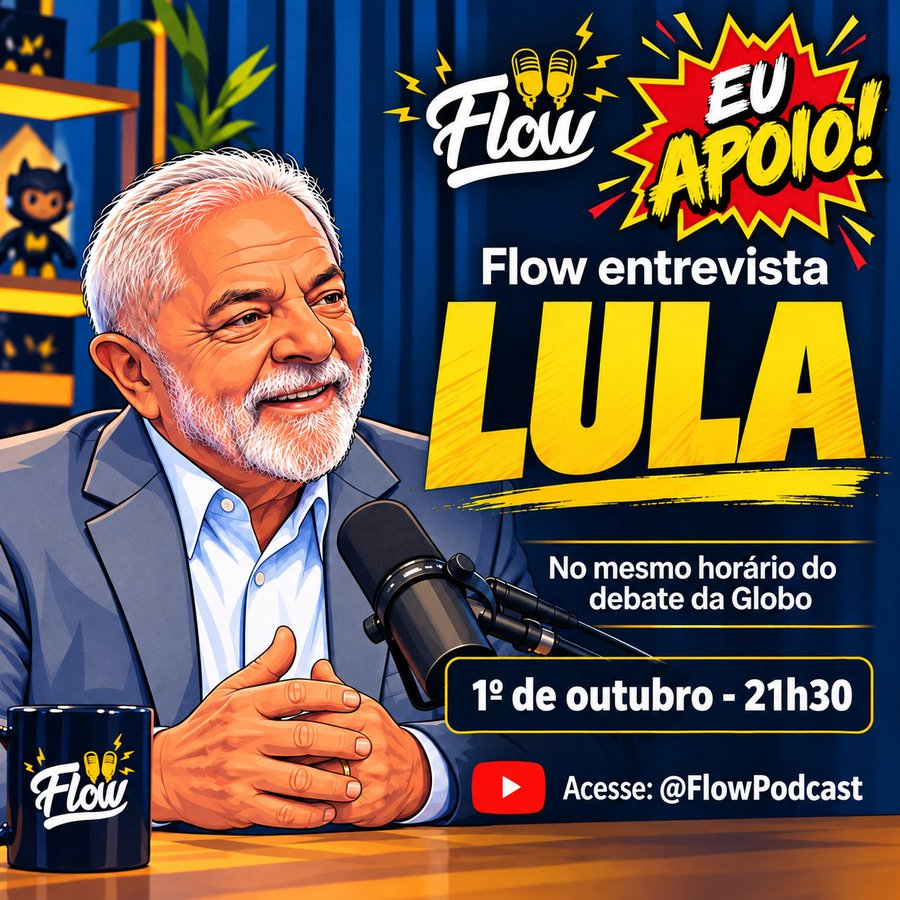 TheodorCarvalho's tweet photo. 🗣️Gente espalha👇
Lula troca debate da Globo por entrevista ao Flow nesta quinta-feira.. amei!! https://t.co/mmH6JT6cSK