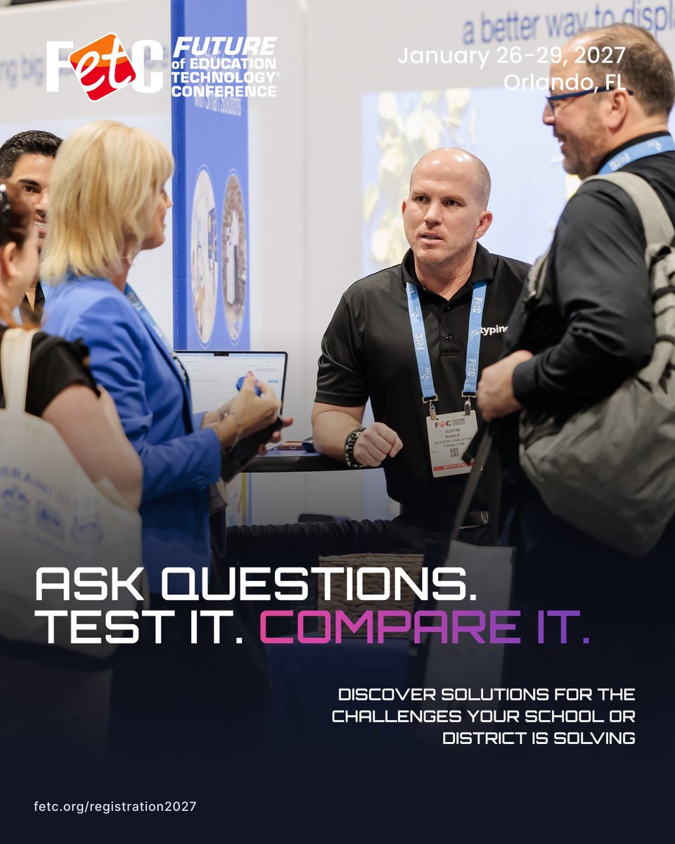 fetc's tweet photo. A free pass into the future of K-12 education. No, really. 🎟️

Qualified attendees can explore the #FETC2027 Expo Hall for FREE.*

445+ exhibitors. Live demos. Hands-on tech. Keynotes + more.

Claim your Expo-Only Pass: https://t.co/iOTiKzDH8Q

*Eligibility required. https://t.co/12zXQovnsj