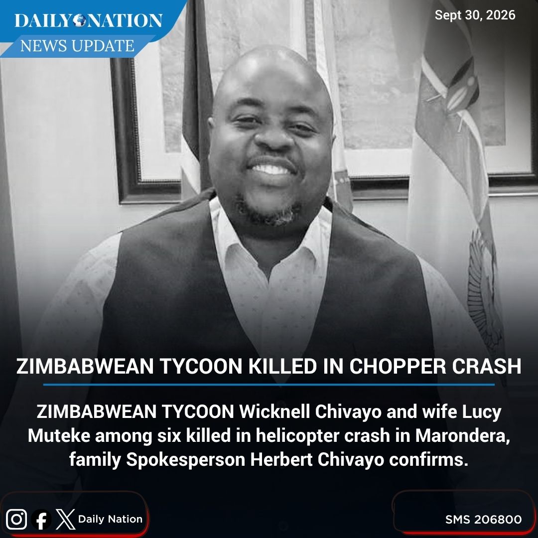 NationAfrica's tweet photo. ZIMBABWEAN TYCOON Wicknell Chivayo and wife Lucy Muteke among six killed in helicopter crash in Marondera, family Spokesperson Herbert Chivayo confirms. https://t.co/MRcRxdVub8