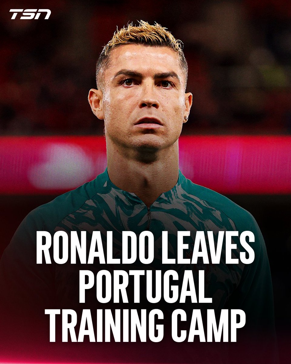 TSN_Sports's tweet photo. Cristiano Ronaldo has announced via social media that he is leaving the Portugal national team camp! 👀🇵🇹 https://t.co/ajthMAUuNw