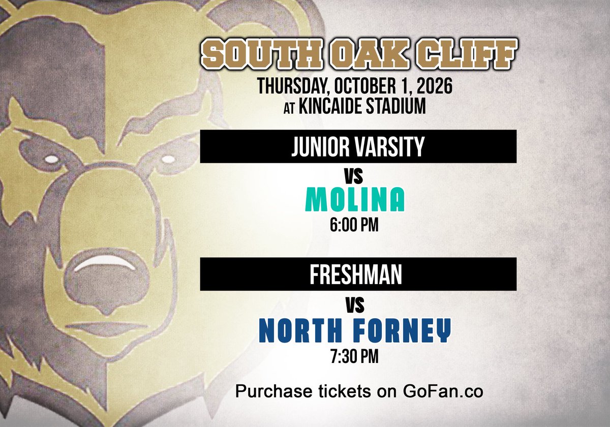 SOCGoldenBearFB's tweet photo. Freshman &amp; JV Game Information for Tomorrow❕

#TheMecca https://t.co/sJH1XZEIeL