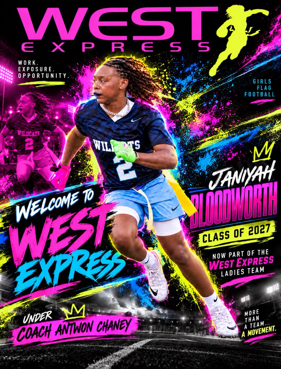 JaniyahBlo7lk's tweet photo. Grateful . Blessed. Working. 🙏🏽🏈

Thank you Coach Antwon Chaney & West Express Ladies Flag for believing in me and supporting my recruiting journey. Excited to officially join West Express and grateful for my Radford University offer! 👑

#WestExpress #RadfordUniversity #Recruit2027 #GirlsFlagFootball