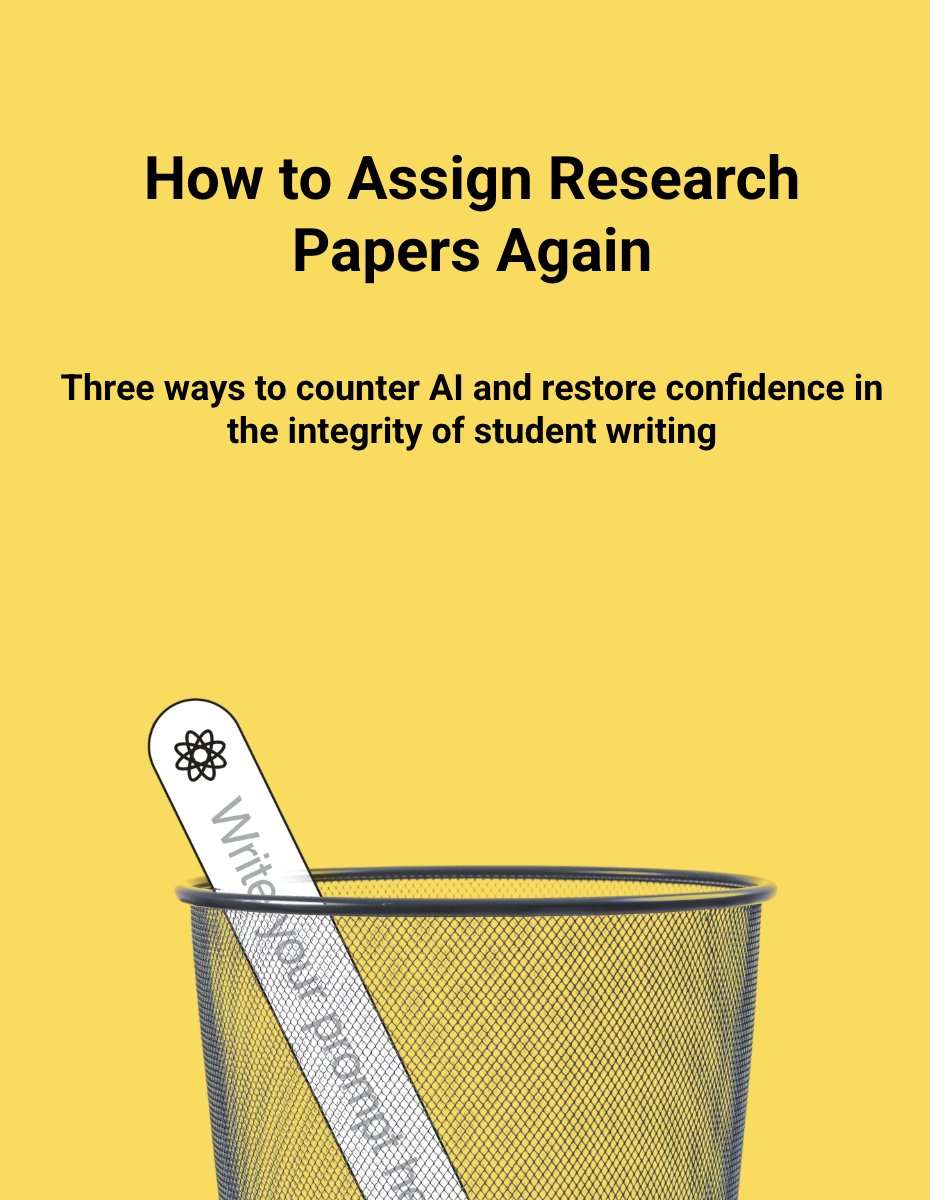 paulnovosad's tweet photo. If you think students can benefit from writing research papers, read this article! You can still assign papers!

Dartmouth profs are doing this very successfully. One approach is having students use Google Docs, where the version history proves human writing.

It works! 1/ https://t.co/bNdICeVMnl