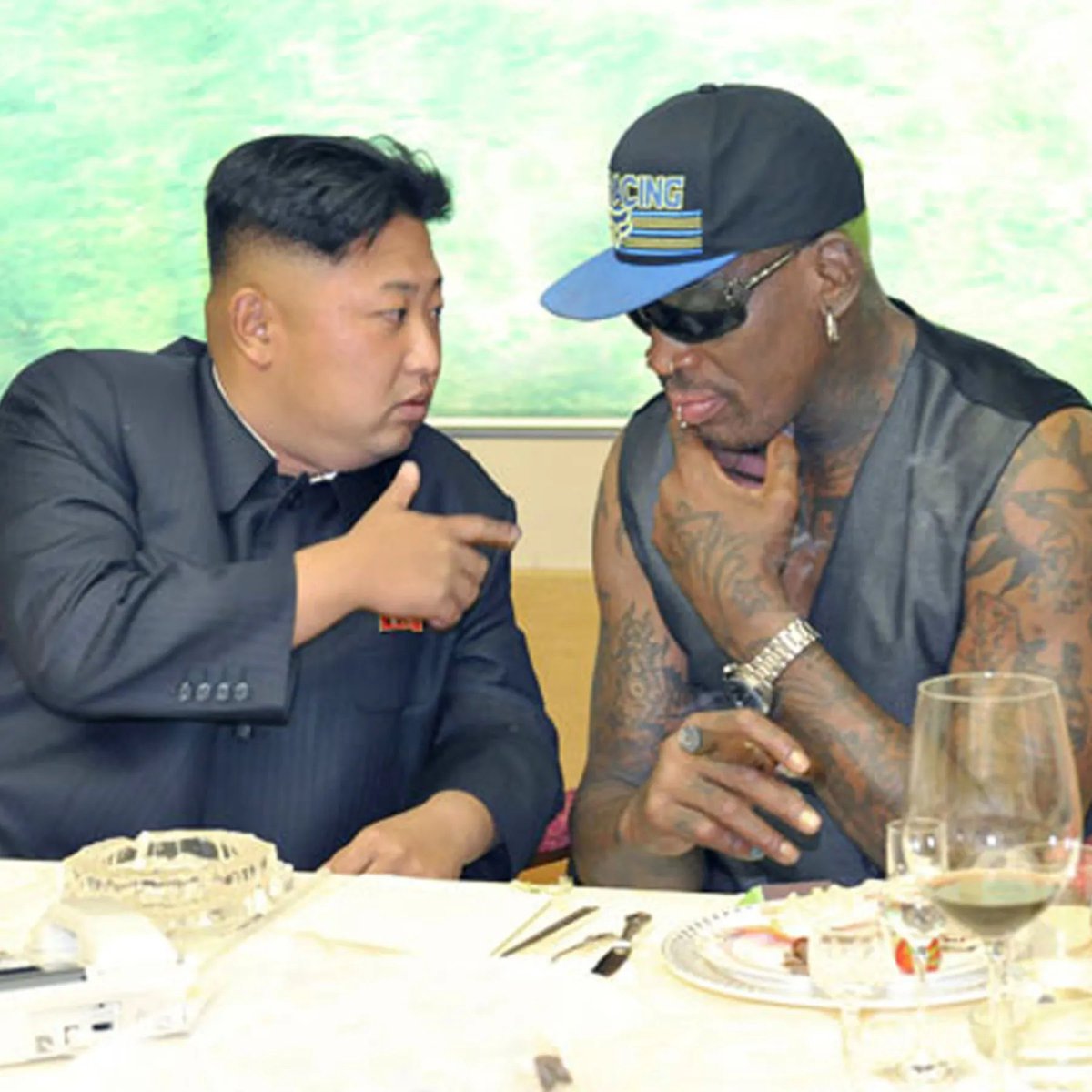 valuetainment's tweet photo. JUST IN: Kim Jong Un has reportedly cut ties with Dennis Rodman after Rodman got drunk and defecated on a hotel floor during his last visit to North Korea. https://t.co/HLq2Rws63D